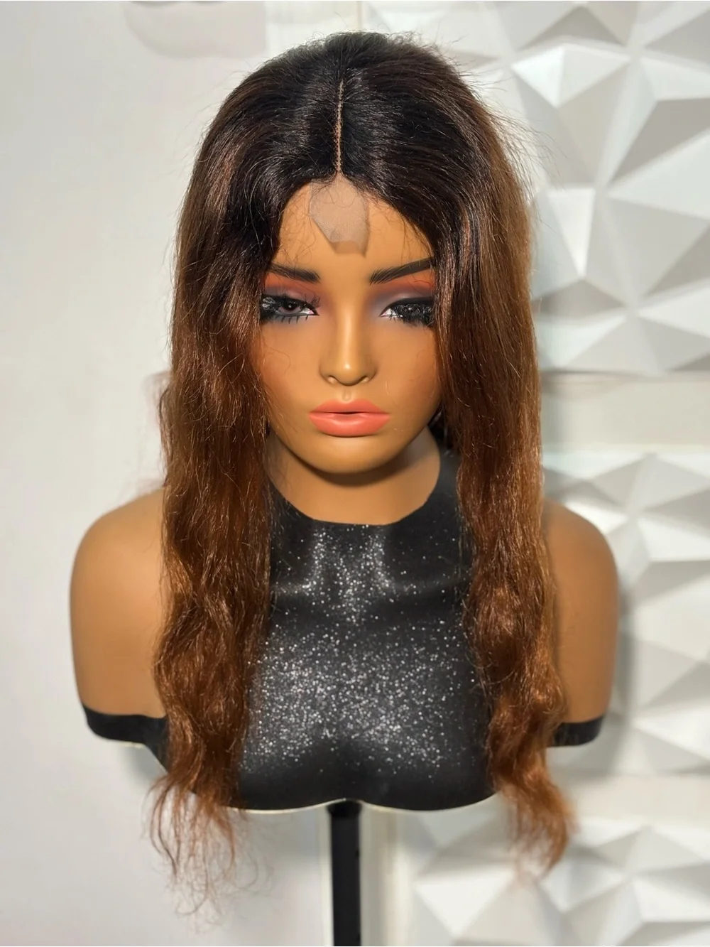 100% Human Hair Auburn Wig 22 inches Body Wave, Glueless, Dark Root 2by4 Closure